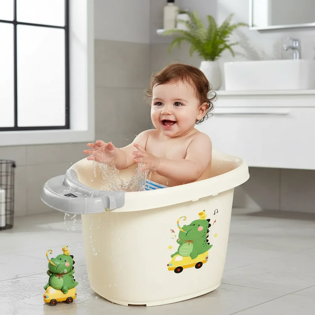 Bañera Para Bebé Con Termómetro Digital Diseño Animales Cocodrilo