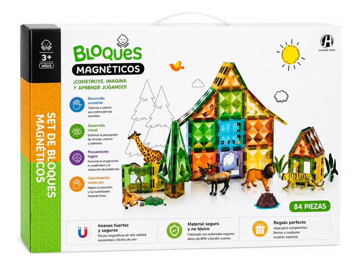 Set Bloques Magnéticos Construcción 84 Piezas Juego Didáctico