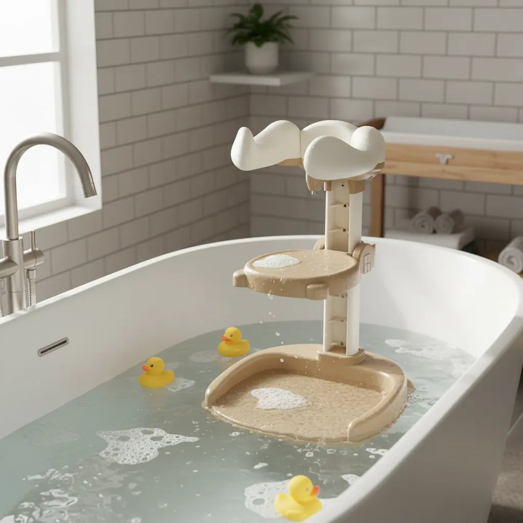 Soporte De Baño Para Bebé Con Apoyo Y Altura Ajustable Biege