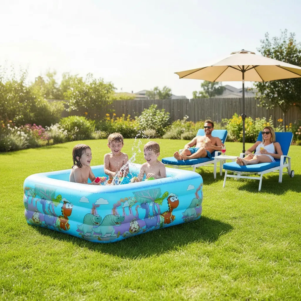 Piscina Inflable Rectangular Dinosaurio Juguete Niño Mediana