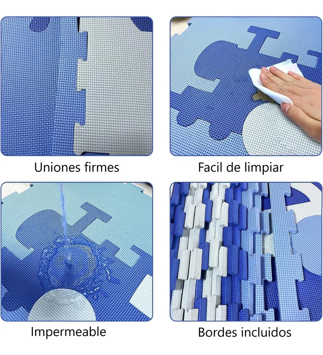 Pack De 9 Alfombras Piso Puzzle Goma Eva Antigolpes 60x60cm Azul