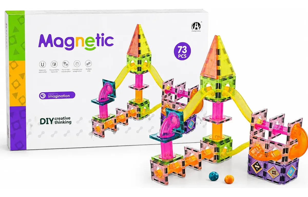 Juego De Bloques Magnéticos Con Pista Niños 73 Piezas