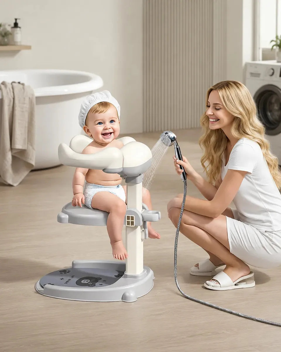 Soporte De Baño Para Bebé Con Apoyo Y Altura Ajustable Gris