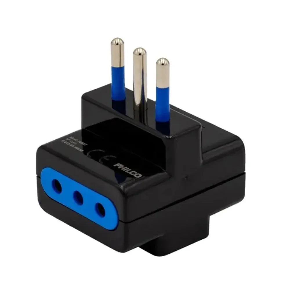 Adaptador de Enchufe Triple Philco 10A 250V 1500W Certificado SEC 78547 Color Negro