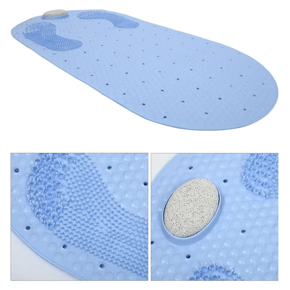 Alfombra de Ducha Antideslizante con Piedra Exfoliador 80 x 40 cm Color Azul