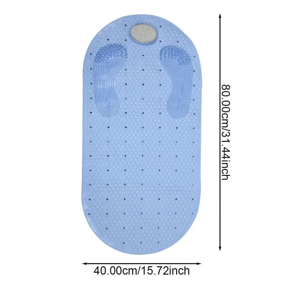 Alfombra de Ducha Antideslizante con Piedra Exfoliador 80 x 40 cm Color Azul