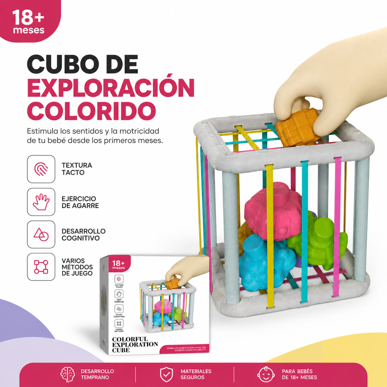 Juego Didáctico Cubo Sensorial Bebe Estimulación Temprana