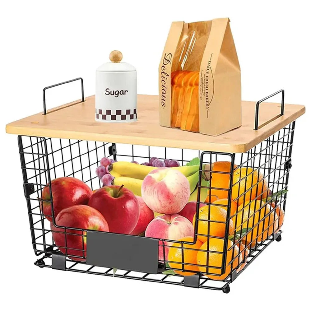 Canasto para Frutas y Verduras con Tapa de Tabla para Picar
