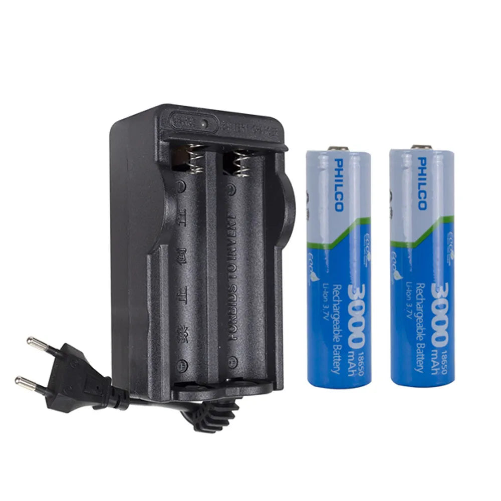Cargador de Pilas Philco + 2 Pilas NI-MH Recargables 18650 3000mAh 42PLCBLT15