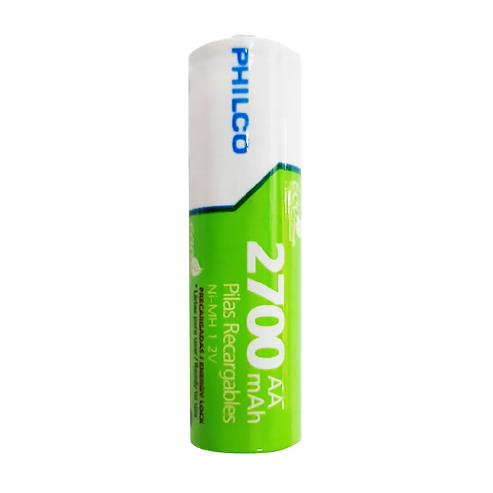 Cargador de Pilas Philco + 2 Pilas NI-MH Recargables AA 2700mAh 42ULX-9580F