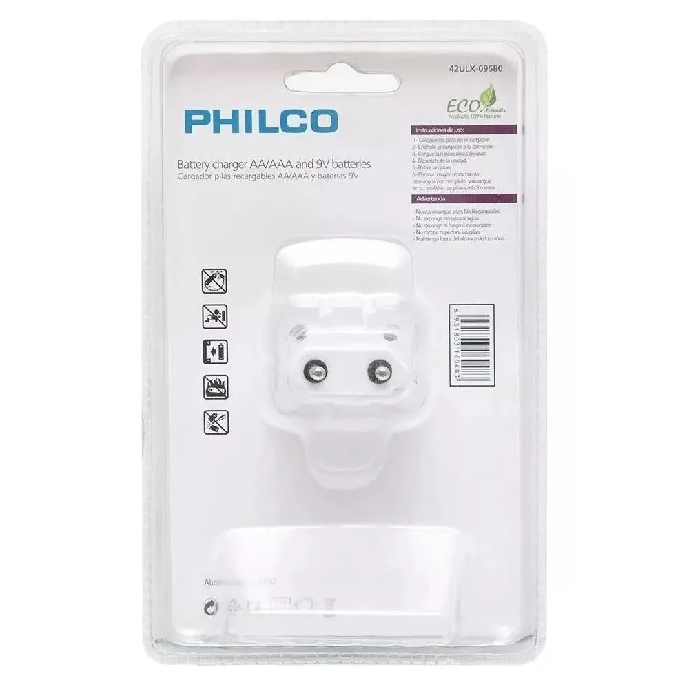 Cargador de Pilas Philco + 2 Pilas NI-MH Recargables AAA 1200mAh 42ULX-09580J