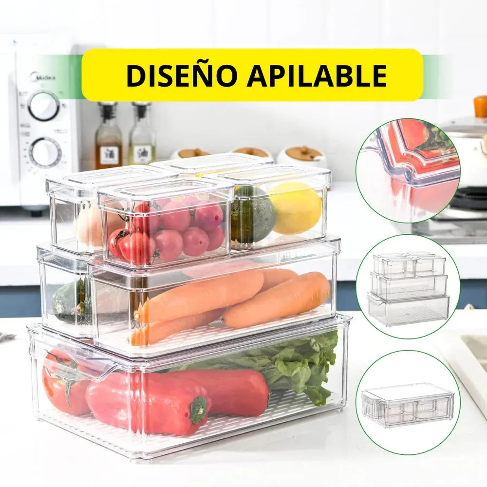 Contenedor Transparente para Refrigerador de 3 Piezas