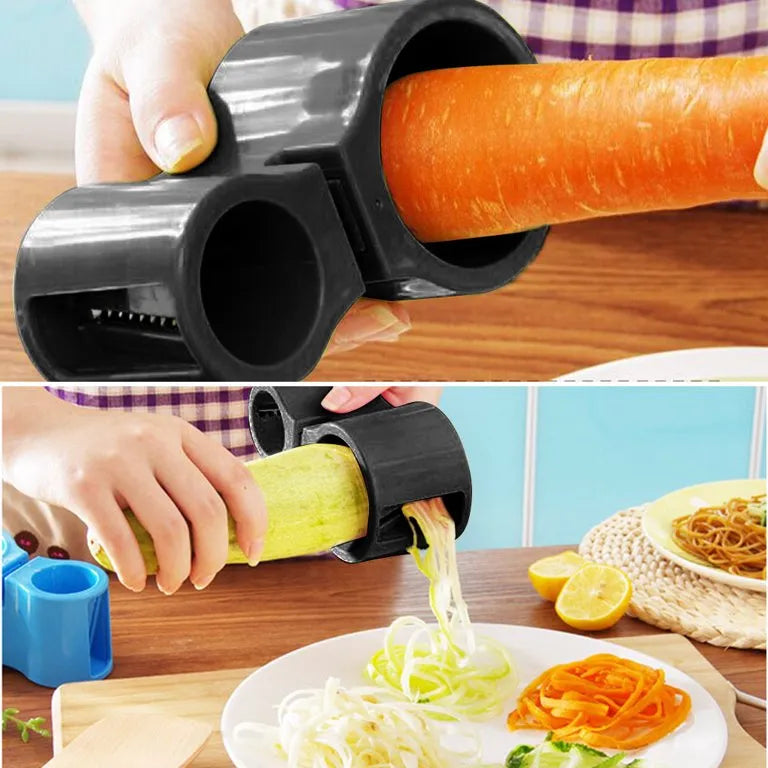 Cortador Rallador Espiral de Verduras y Afilador De Cuchillos Color Negro