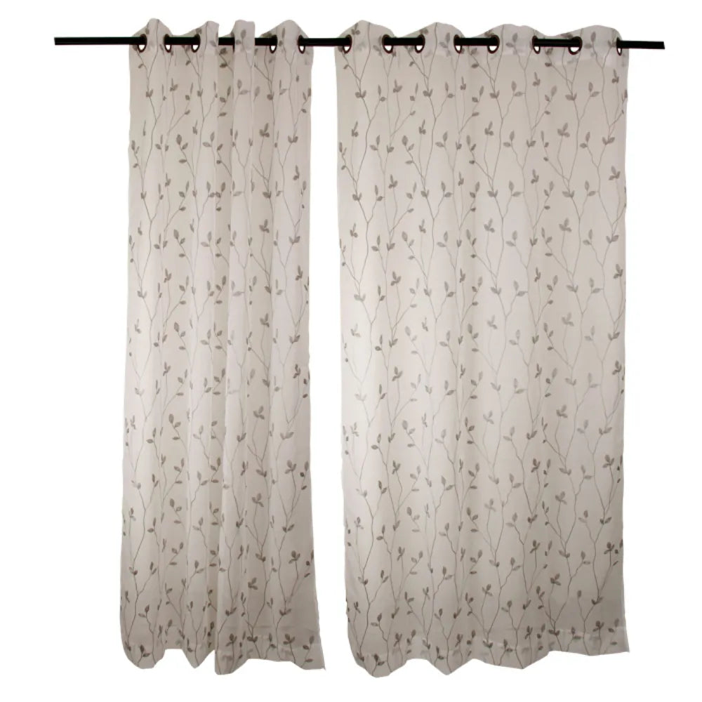 Cortinas Velo Bordado Masel Hogar 2 Paños 1.40 x 2.25 Metros Set Teresita Color Negro