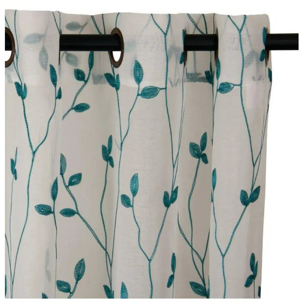 Cortinas Velo Bordado Masel Hogar 2 Paños 1.40 x 2.25 Metros Set Teresita Color Verde