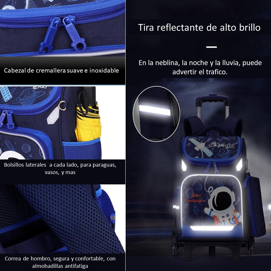 Mochila Escolar con Ruedas para Niños Bolso