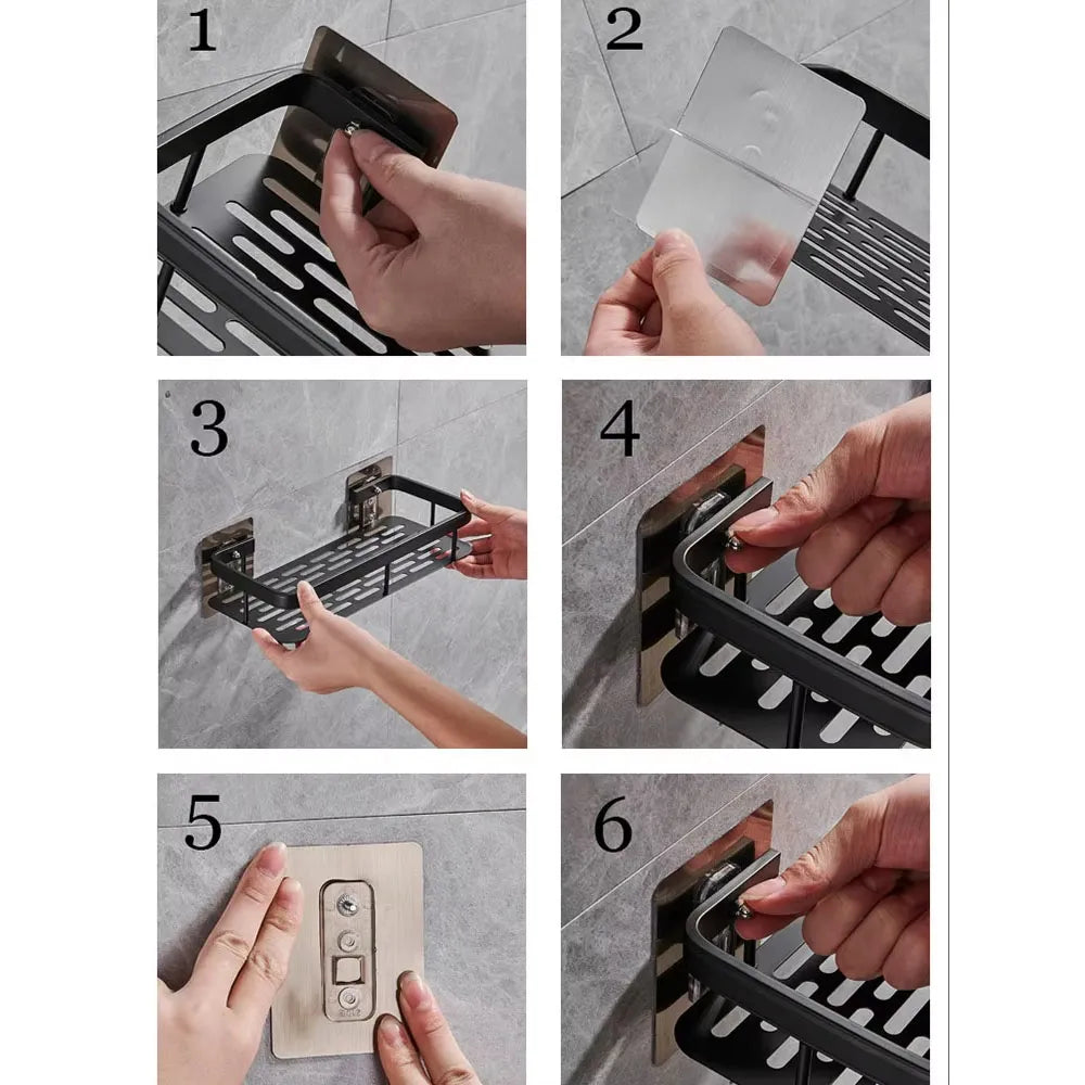 Estante Organizador de Acero para Baños de 2 Piezas Color Negro