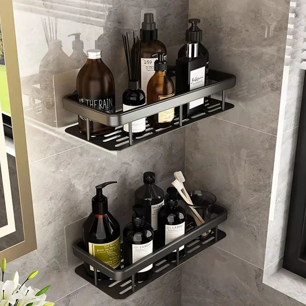 Estante Organizador de Acero para Baños de 2 Piezas Color Negro