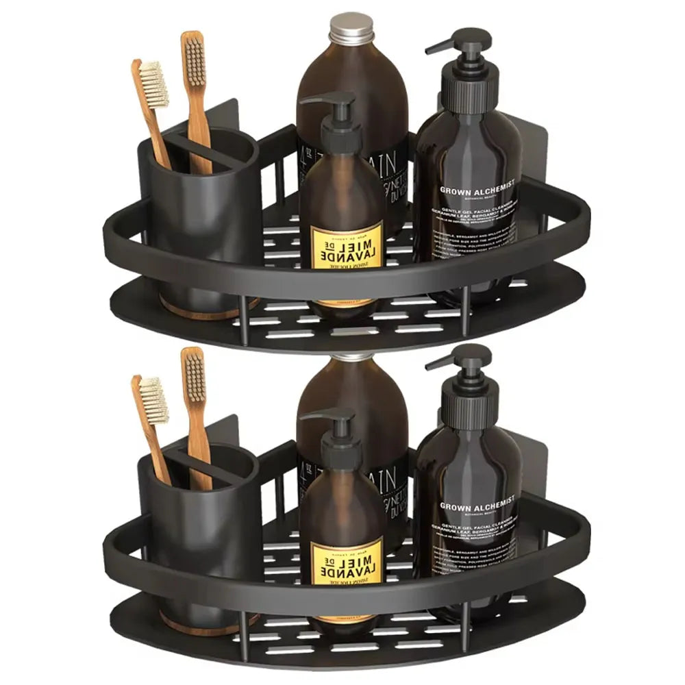 Estante Organizador Esquinero para Baños de 2 Piezas Color Negro