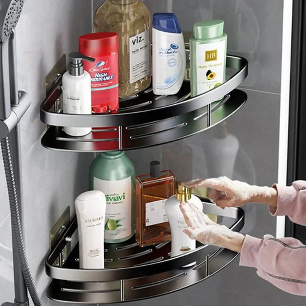 Estante Organizador Esquinero para Baños de 2 Piezas Color Negro