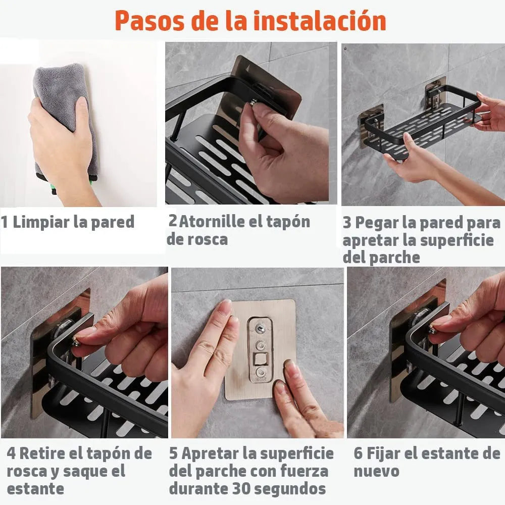 Estante Organizador de Acero para Baños de 2 Piezas Color Negro-Dorado