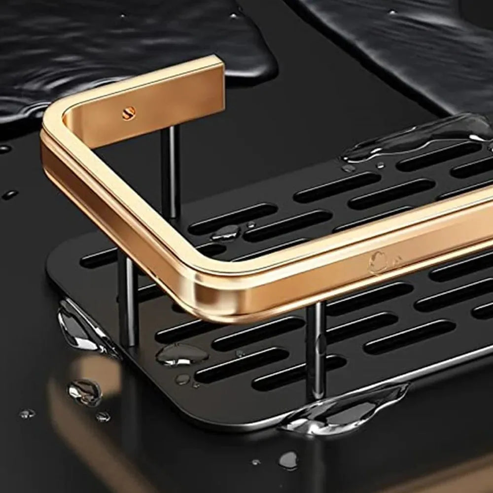 Estante Organizador de Acero para Baños de 2 Piezas Color Negro-Dorado