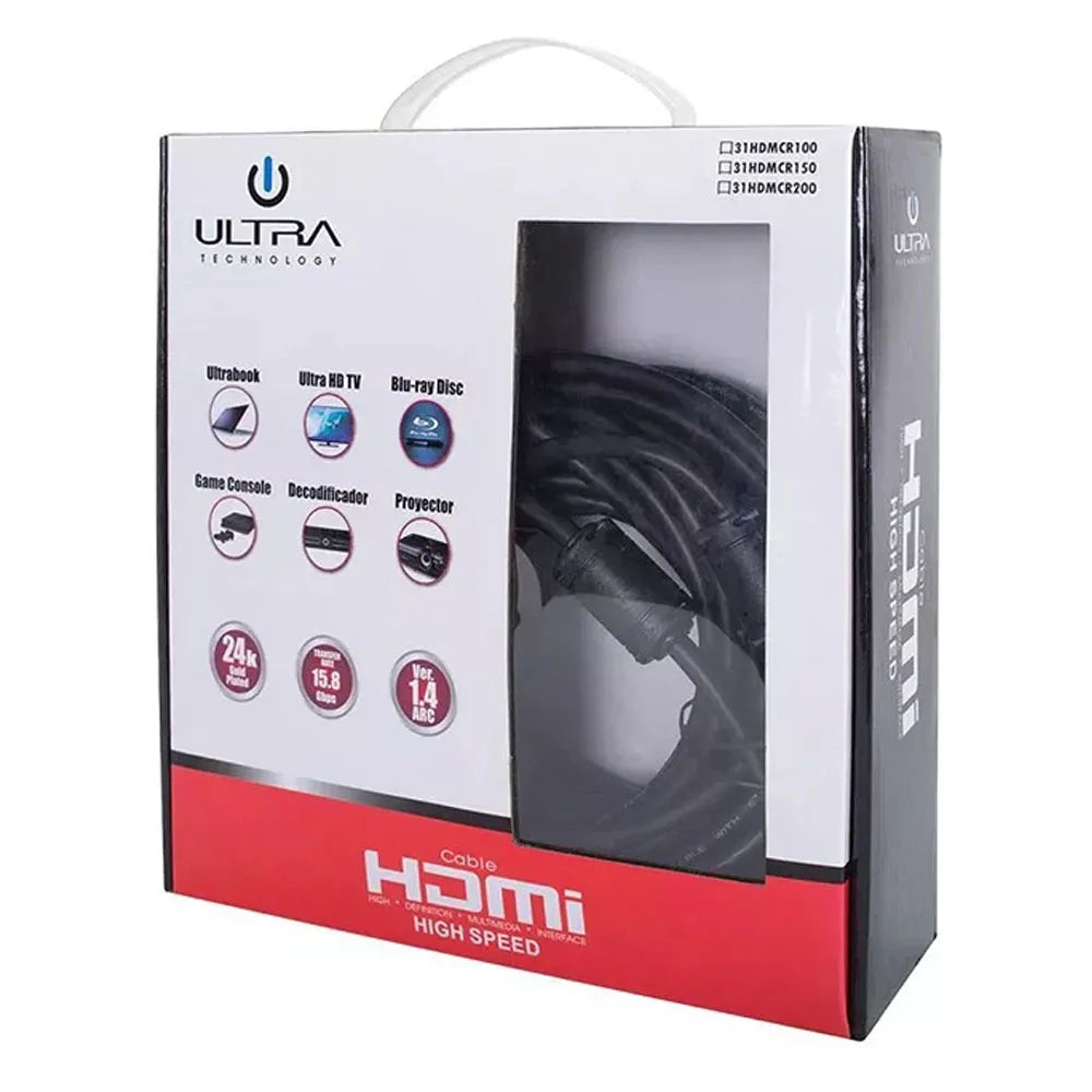 Cable HDMI a HDMI V1.4 de 10 Metros Ultra Technology 3D FHD 4K 24Hz