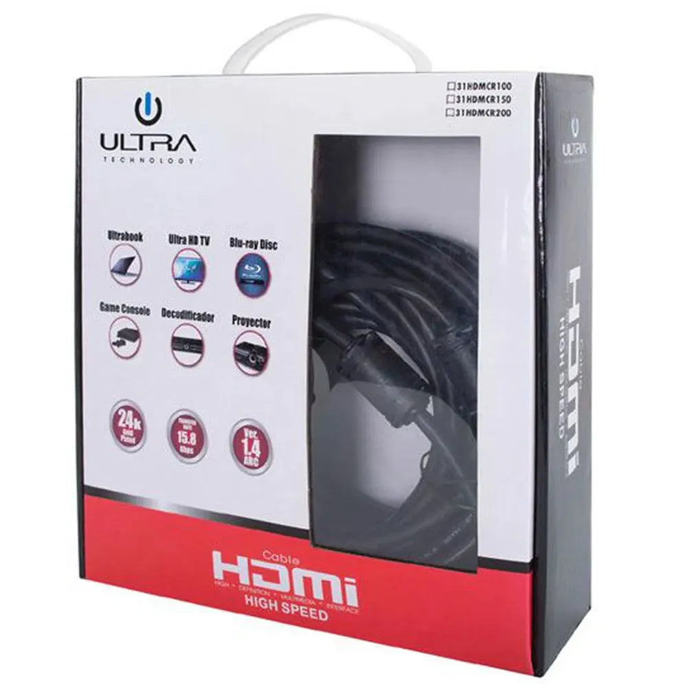 Cable HDMI a HDMI V1.4 de 20 Metros Ultra Technology 3D FHD 4K 24Hz