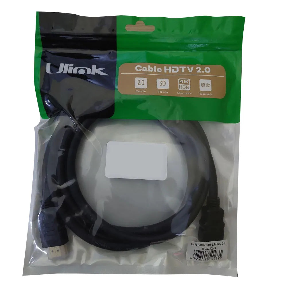 Cable HDMI a HDMI V2.0 de 3 Metros Ulink UHD 4K 60Hz