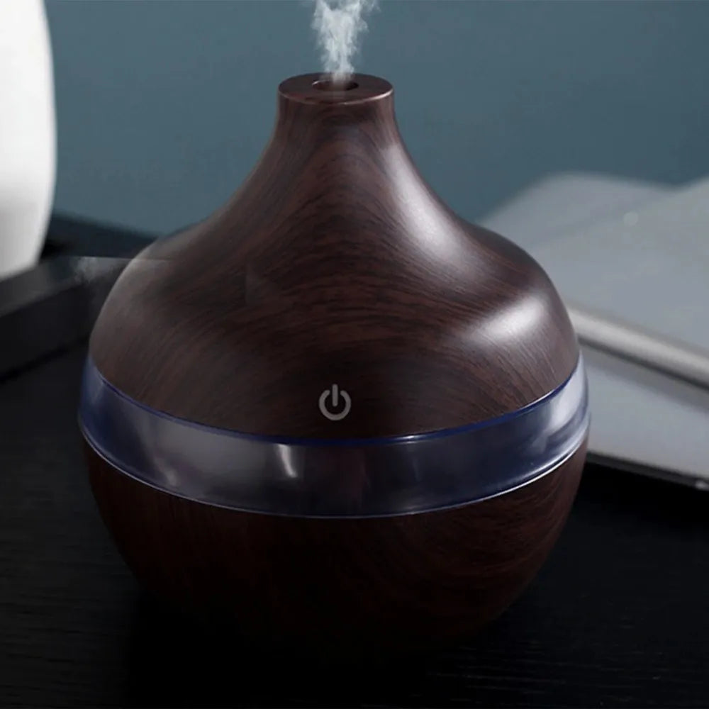 Humidificador Purificador Difusor de Aroma Ultrasonico Madera Oscuro