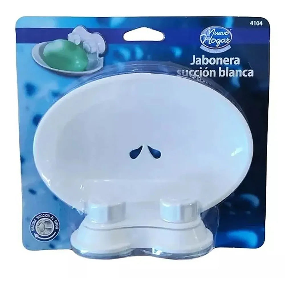 Jabonera Plástica de Succión Fuerte Color Blanco