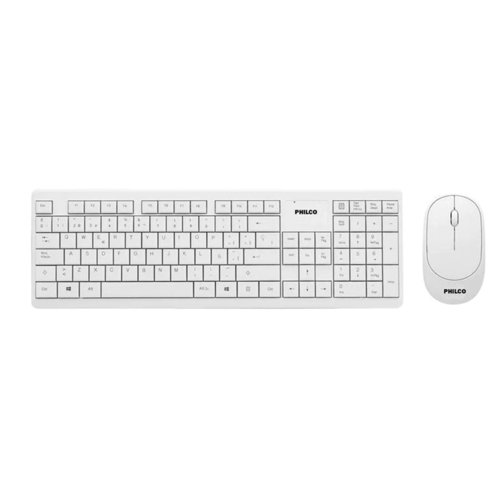 Kit Teclado y Mouse Inalámbrico Philco 29PPR6314B Blanco