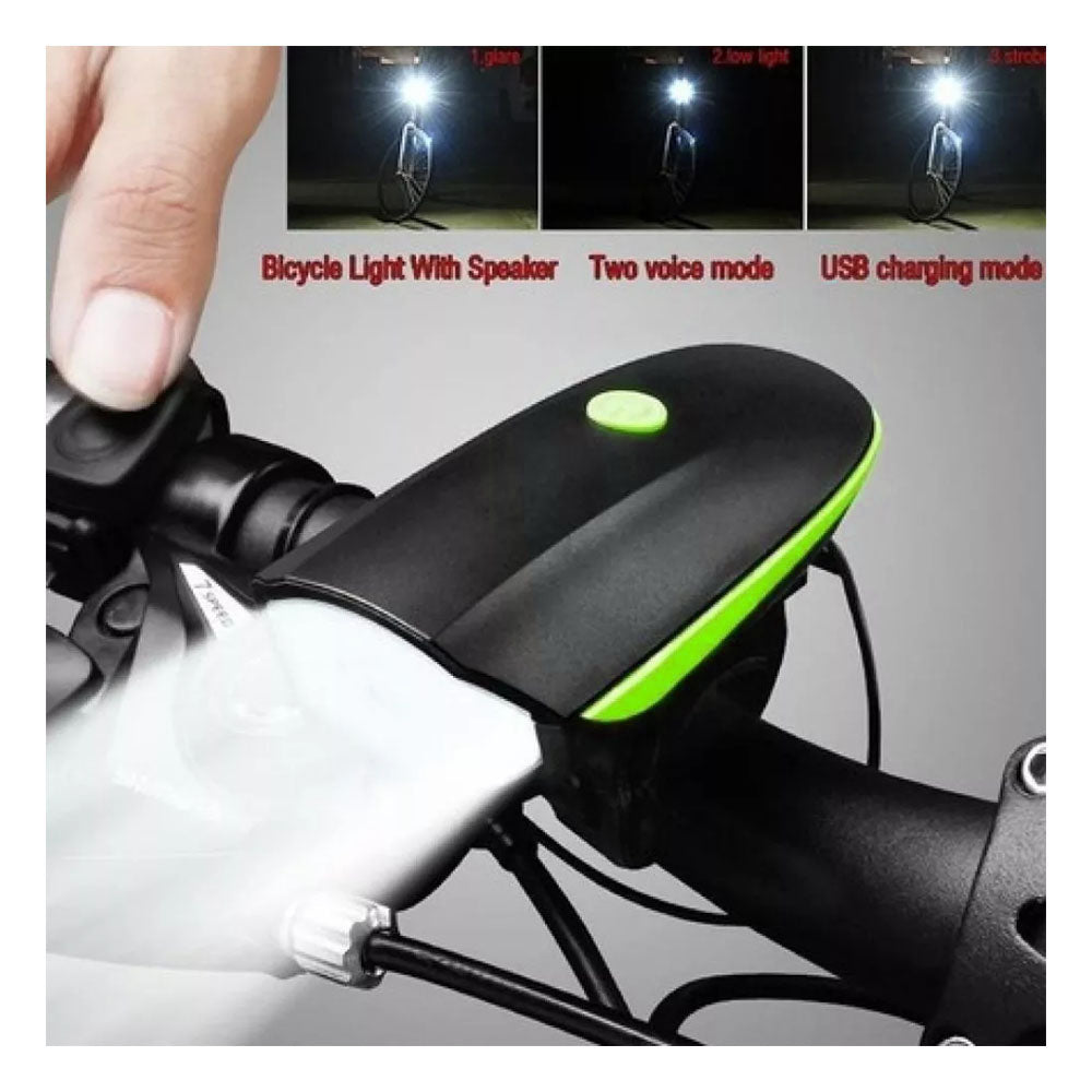 Luz LED Delantera de Bicicleta Recargable USB Color Verde