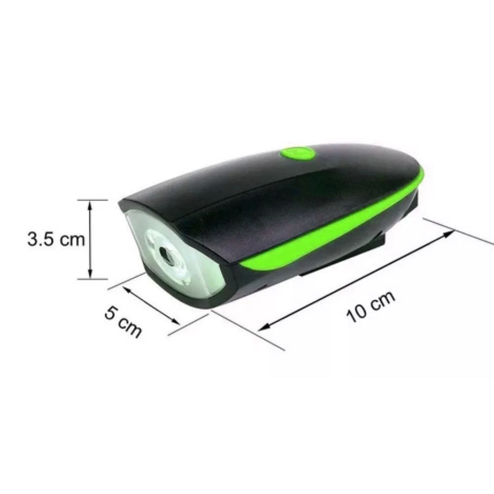 Luz LED Delantera de Bicicleta Recargable USB Color Verde