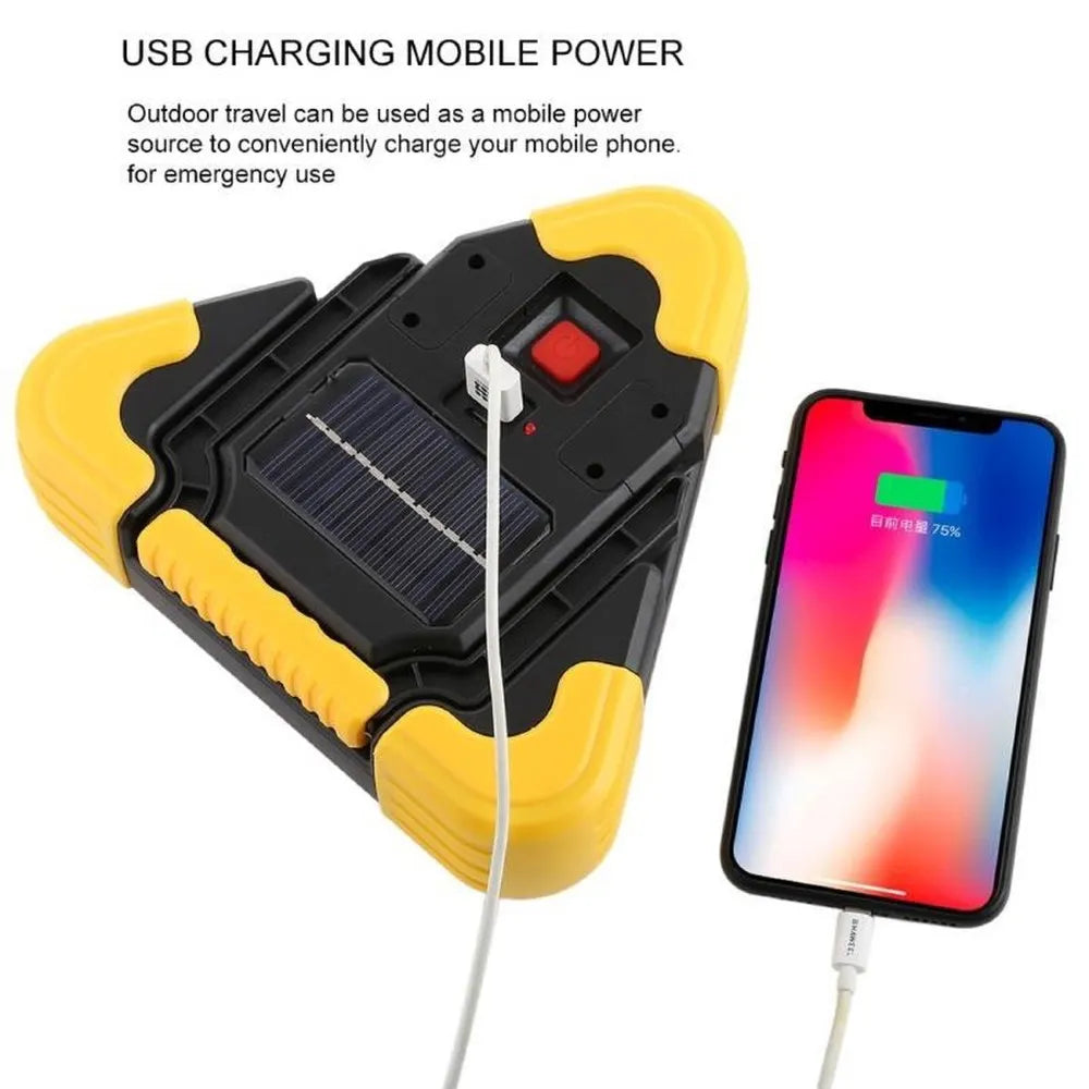 Luz Triángulo De Emergencia 3 Led Powerbank de Carga Solar Usb HB-7709