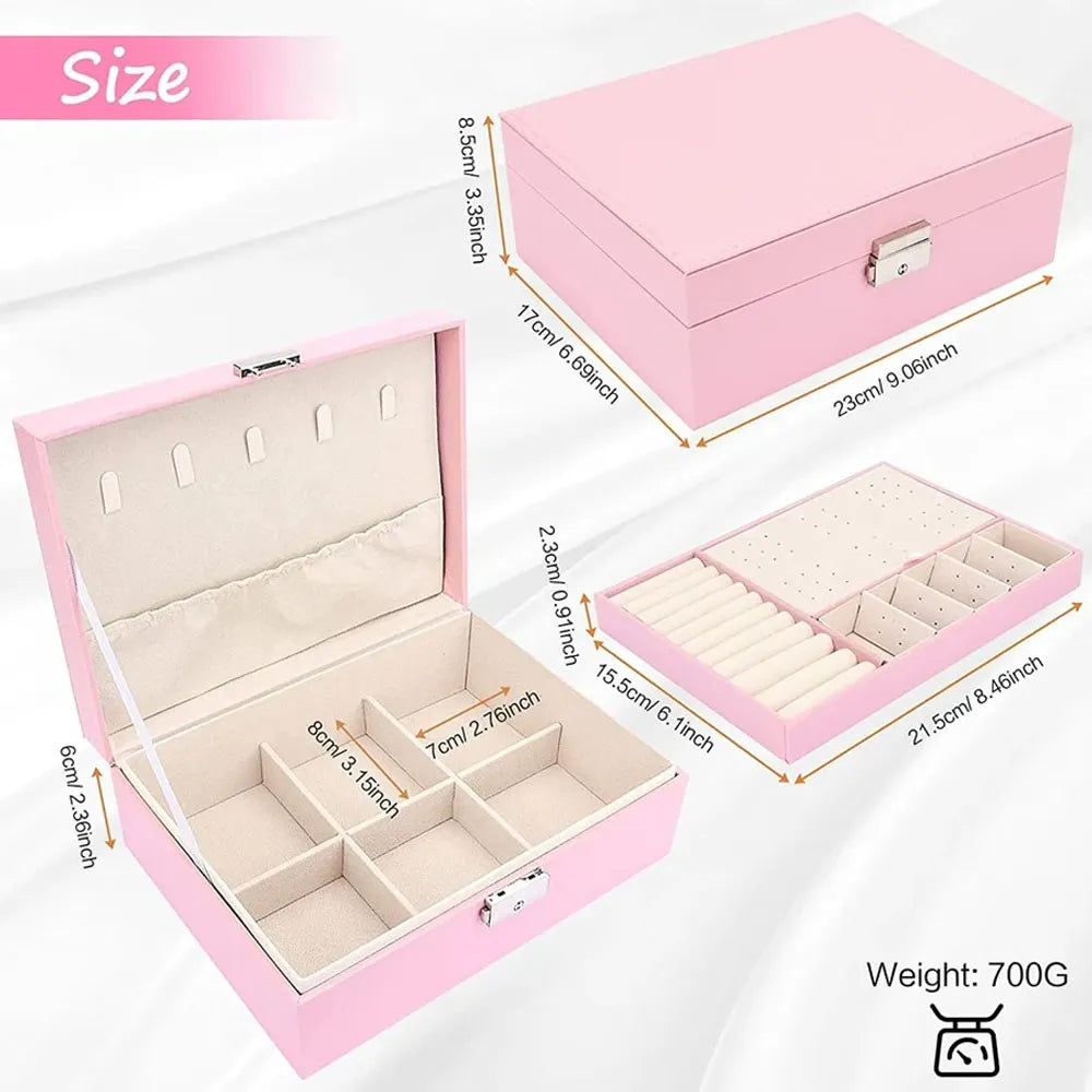 Maletín Organizador de Joyas 2 Capas Color Rosa