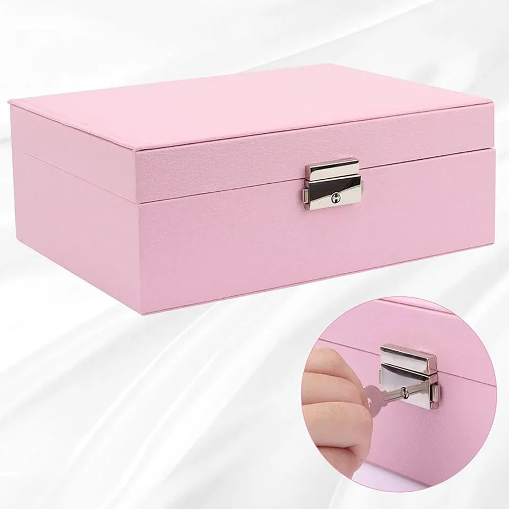 Maletín Organizador de Joyas 2 Capas Color Rosa
