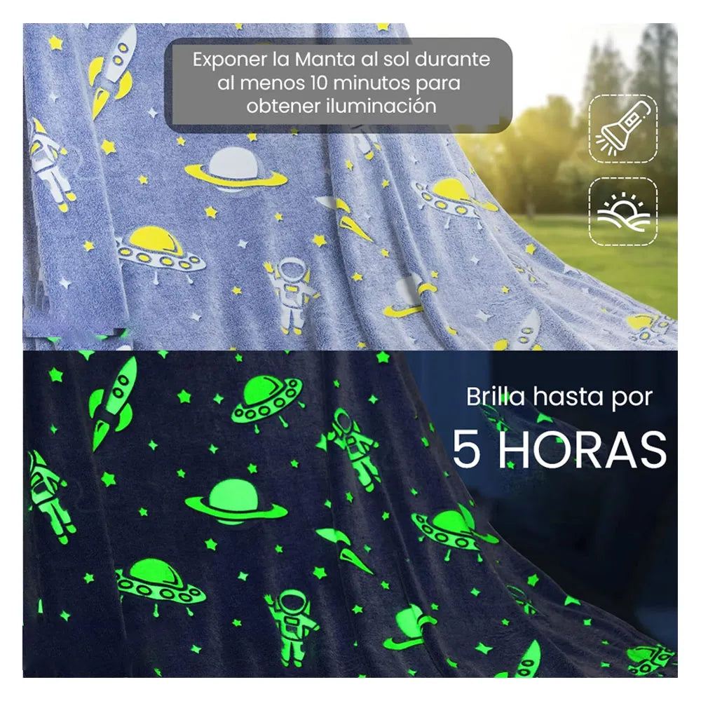Manta Magica Brilla en la Oscuridad Para Niño/a Modelo Espacio