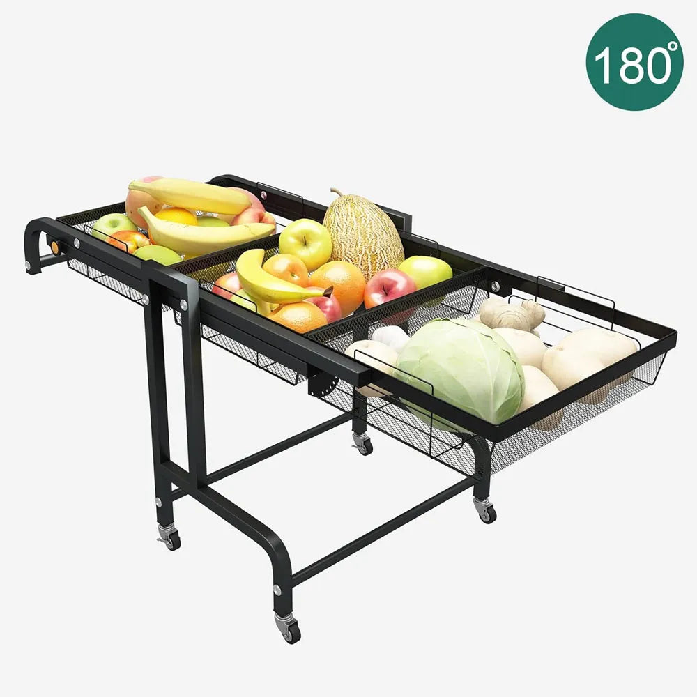 Organizador Metálico Plegable Con Ruedas 3 Niveles Color Negro