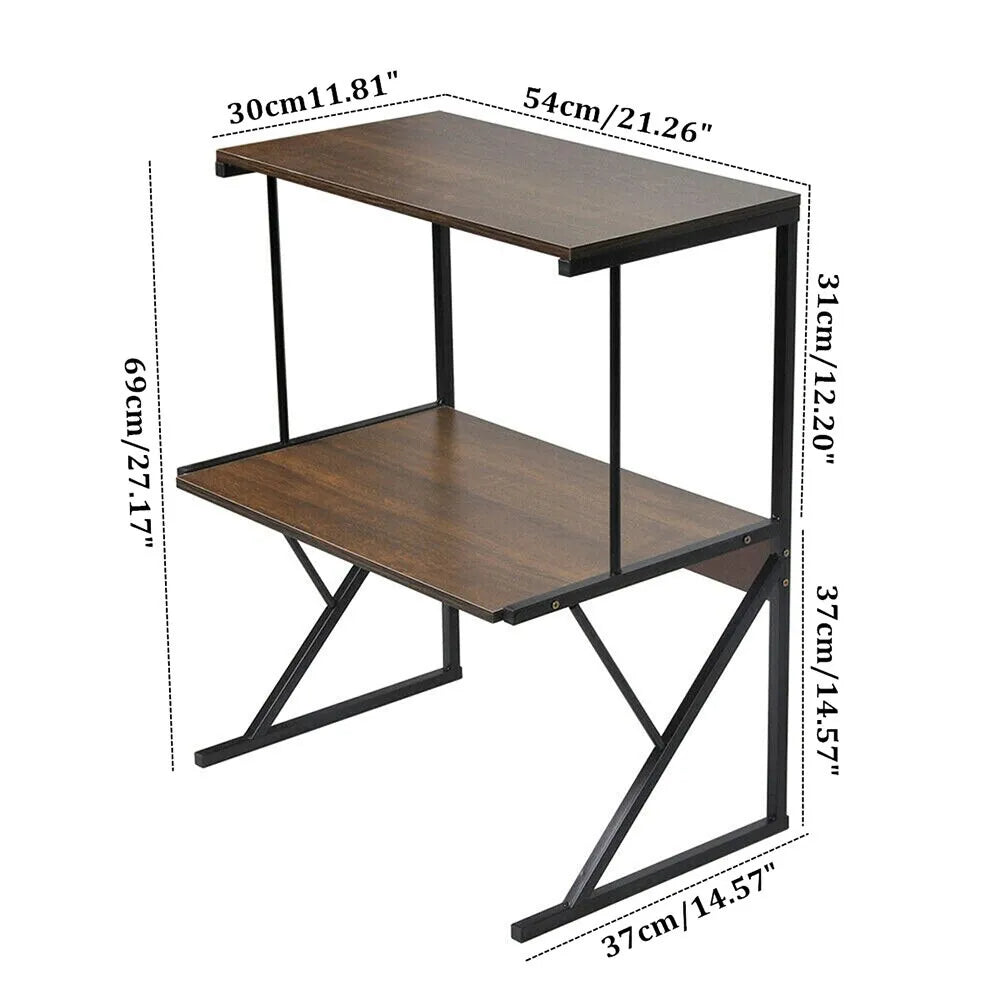 Rack Negro Organizador de Microondas 2 Niveles Color Madera