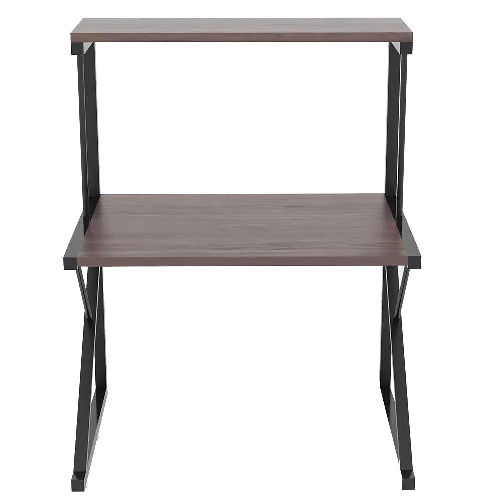Rack Negro Organizador de Microondas 2 Niveles Color Madera