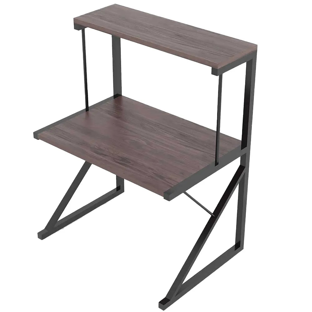 Rack Negro Organizador de Microondas 2 Niveles Color Madera