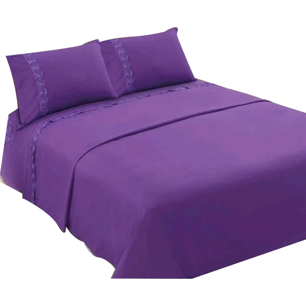 Sabana 144 Hilos 50% Poliester 50% Algodón 1.5 Plaza Color Violeta