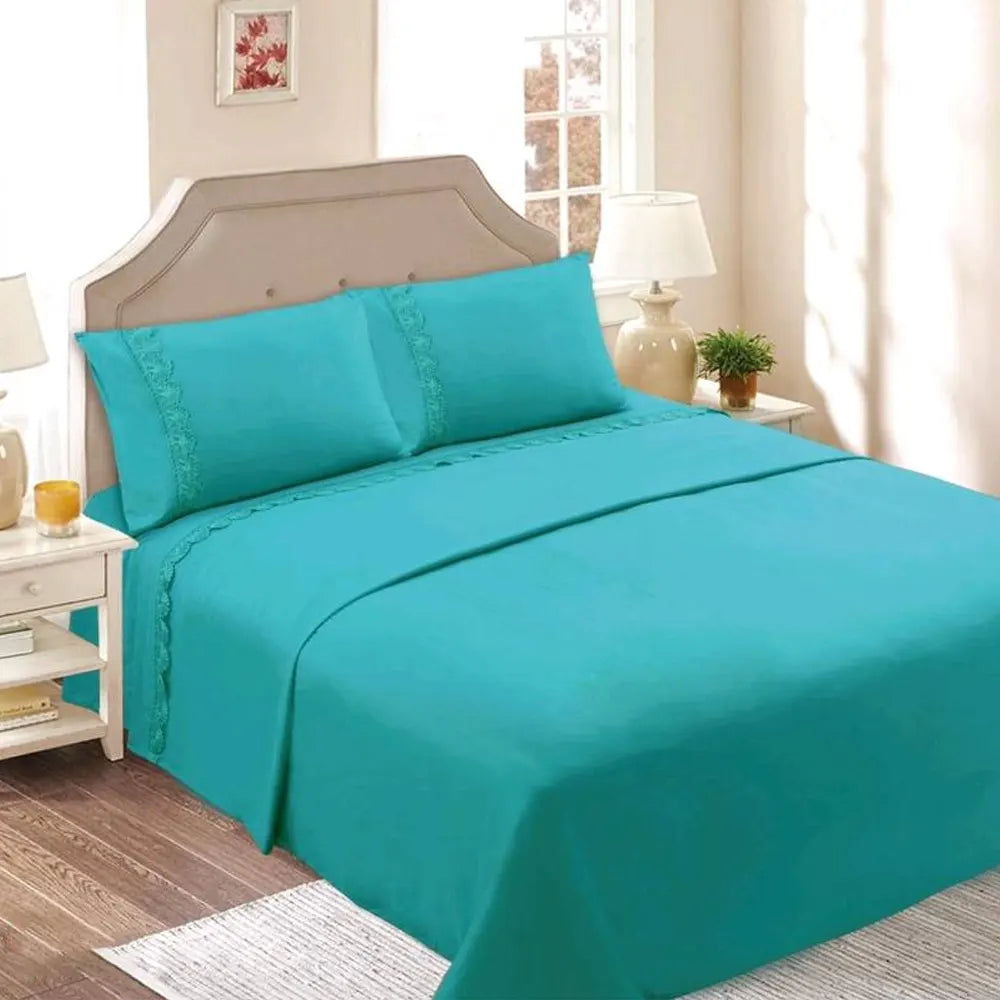 Sabana 144 Hilos 50% Poliester 50% Algodón 2 Plaza Color Turquesa