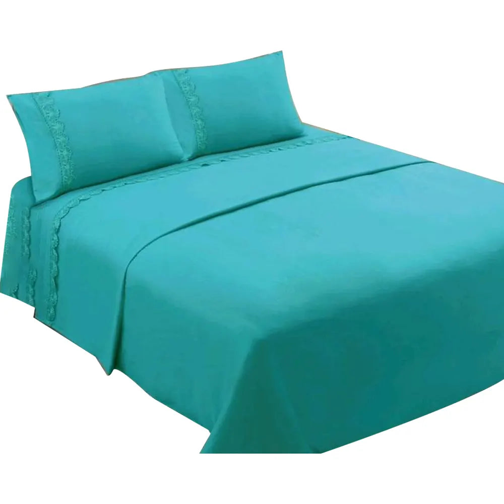 Sabana 144 Hilos 50% Poliester 50% Algodón 2 Plaza Color Turquesa