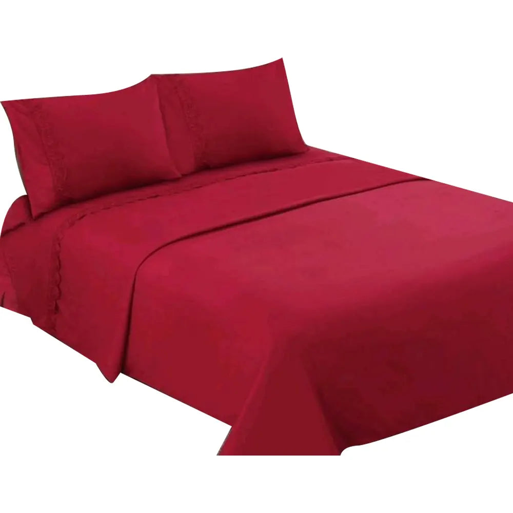 Sabana 144 Hilos 50% Poliester 50% Algodón King Color Burdeo