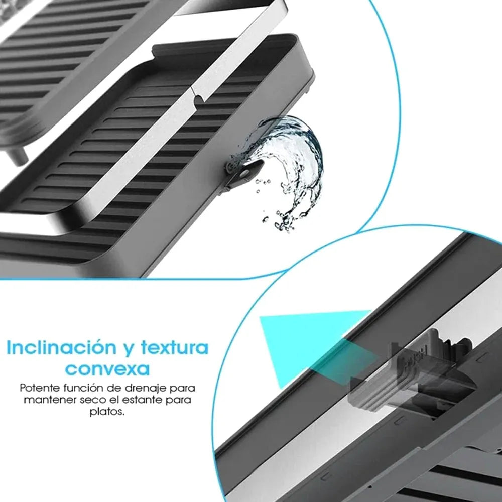 Secaplatos Escurridor de Loza Extensible Plástico Color Gris-Plateado