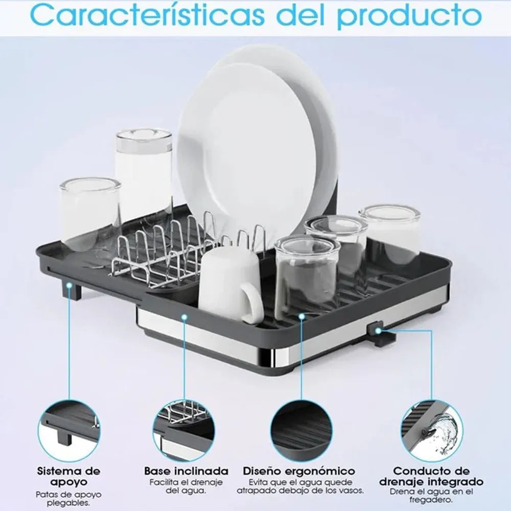 Secaplatos Escurridor de Loza Extensible Plástico Color Gris-Plateado