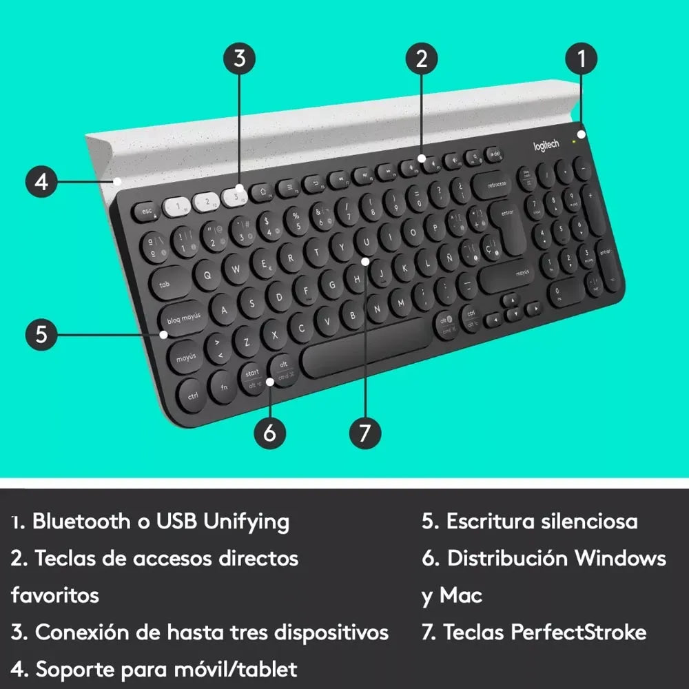 Teclado Inalámbrico Bluetooth Logitech Multi-Device K780