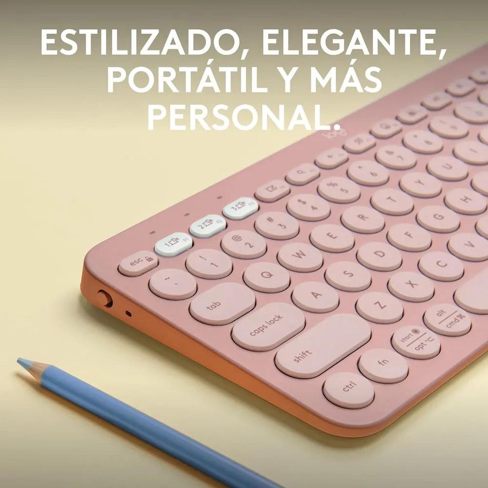 Teclado Inalámbrico Bluetooth Logitech Pebble Keys 2 K380S Rosa